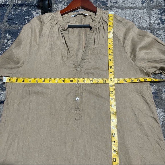 Zara Tan Boho Oversized Linen Midi Dress Size M - Picture 11 of 14